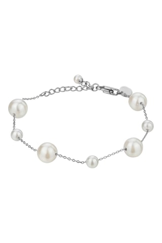 Coffret relógio de quartzo em íon prata, diamante e madrepérola e bracelete Joie