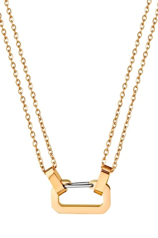 Coffret relógio de quartzo em couro, banhado íon ouro amarelo e diamantes e colar Adélaïde