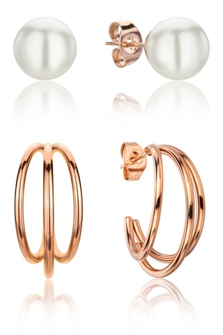 Argolas e brincos Agathe - Dourado-rosa e branco