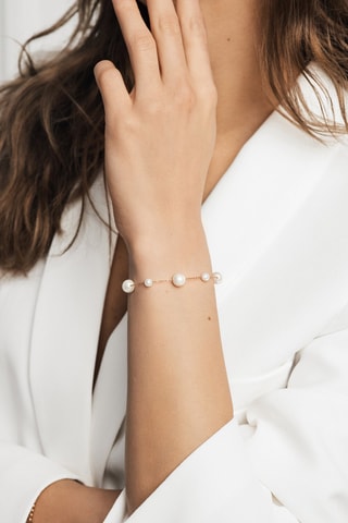 Coffret relógio de quartzo em aço, diamantes e pulseira e pérolas finas Coco