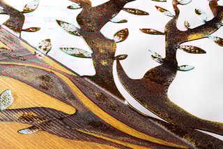 Décoration murale en bois - 92 x 71 x 3 cm - Naturel et noir