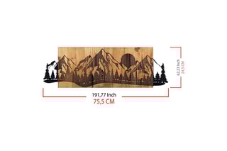Décoration murale en bois Sundown - 75,5 x 24,5 cm - Noir et naturel