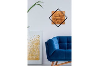 Décoration murale en bois La Famille - 54 x 54 cm - Naturel et noir