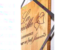 Décoration murale en bois La Famille - 54 x 54 cm - Naturel et noir