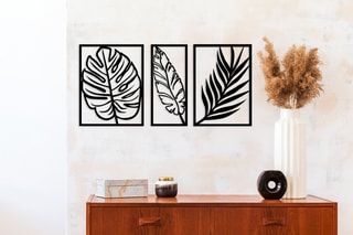 3 décorations murales Leaf - 80 x 38 cm - Noir