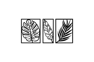3 décorations murales Leaf - 80 x 38 cm - Noir
