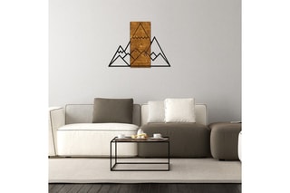 Décoration murale en noyer Mountain - 58 x 78 cm - Noir et naturel