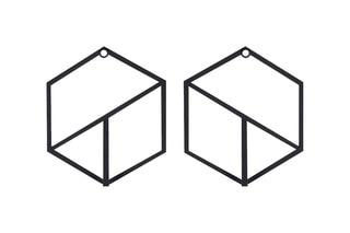 2 porte-manteau Geometric - Noir - 40 x 20 cm