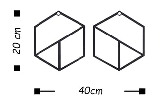 2 porte-manteau Geometric - Noir - 40 x 20 cm