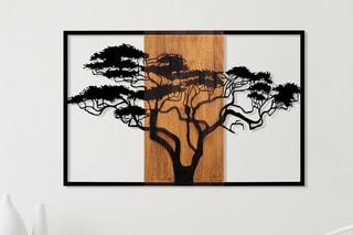 Décoration murale Acacacia - 90 x 58 cm - Naturel et noir