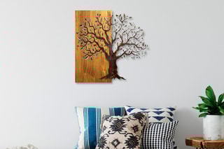 Décoration murale Arbre - Naturel et noir - En bois - 60 x 58 x 3 cm