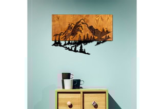Décoration murale en bois Dag 2 - 38 x 58 cm - Naturel et noir