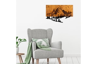 Décoration murale en bois Dag 2 - 38 x 58 cm - Naturel et noir