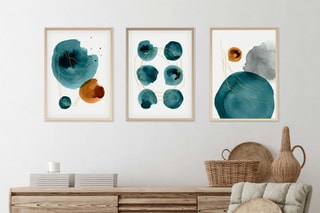3 peintures décoratives encadrées en MDF Cédric - 50 x 70 cm