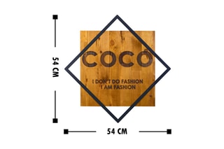 Décoration murale en bois Fashion - 54 x 54 cm - Naturel et noir