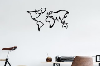 Décoration murale World Map 15 - 120 x 69 cm - Noir