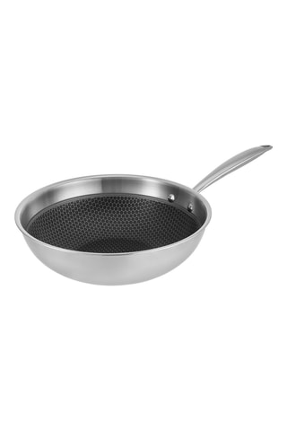 Wok em aço inoxidável - 28 cm