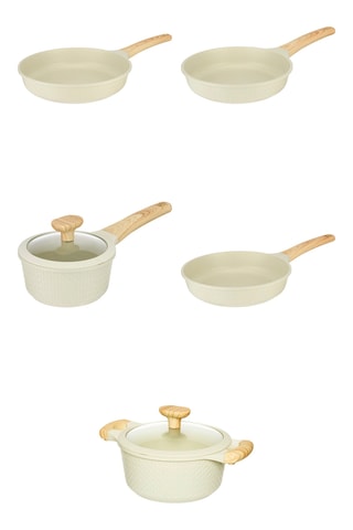 3 Koekenpannen, 1 Steelpan en 1 Kookpan - 26, 24, 16 en 20 cm
