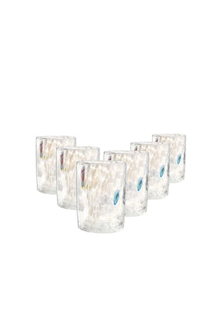 6 verres à eau en verre soufflé bouche Murrine - 30 cl