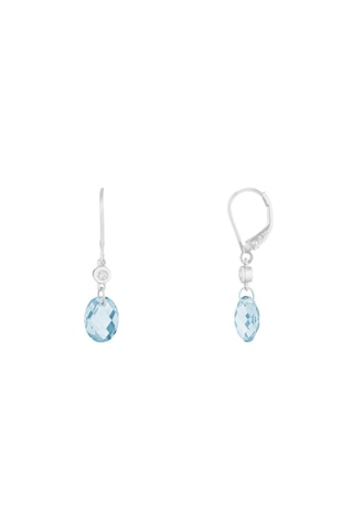 Oorbellen Olivia -  Witgoud, Diamanten en Topazen