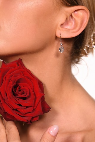 Oorbellen Olivia -  Witgoud, Diamanten en Topazen