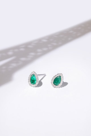 Oorbellen Sunbury  Witgoud, Diamanten en Smaragden