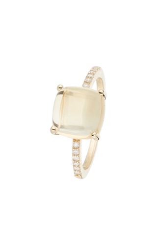 Ring Rose Dragée Geelgoud, Diamanten en Citrien