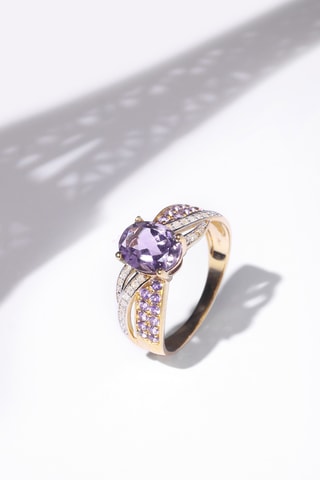 Ring Ballarat Geelgoud, Diamanten & Amethisten