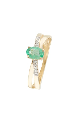 Ring Ambi Geelgoud, Diamanten en Smaragd