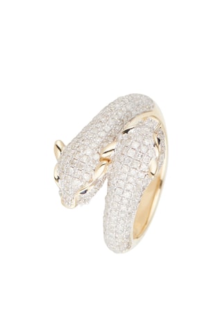 Ring Duo de Panthères - Geelgoud, Diamanten en Saffieren