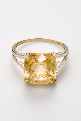 Ring Pink Fiction Geelgoud, Diamanten en Gele Kwarts