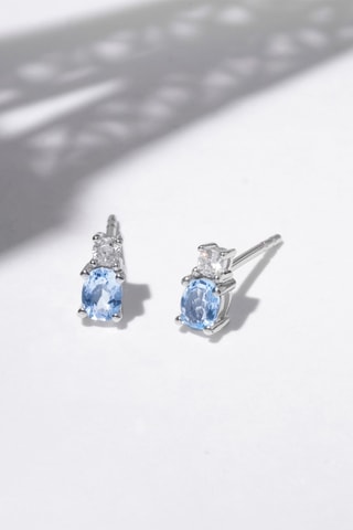 Oorbellen Azur Witgoud, Diamanten en Topazen