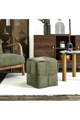 Pouf Scott - Vert foncé - Toucher velours côtelé