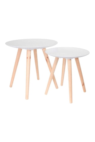 2 tables gigognes - Naturel et blanc