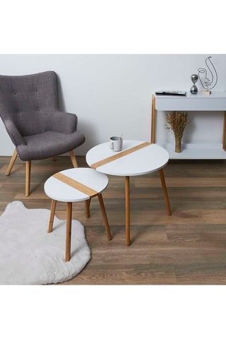 2 tables basses gigognes - Blanc et naturel