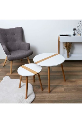 2 tables basses gigognes - Blanc et naturel