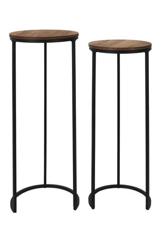 2 tables d'appoint gigognes - Marron et noir