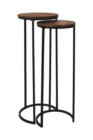 2 tables d'appoint gigognes - Marron et noir