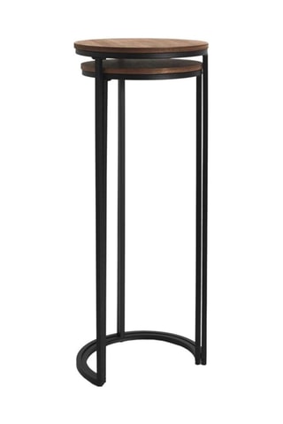 2 tables d'appoint gigognes - Marron et noir