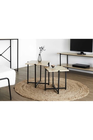 2 tables gigognes Loka - Imitation bois clair et noir