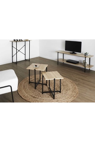 2 tables gigognes Loka - Imitation bois clair et noir