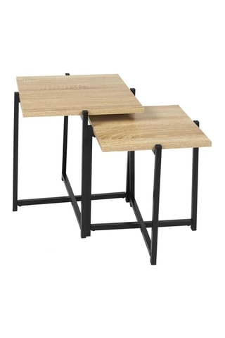 2 tables gigognes Loka - Imitation bois clair et noir