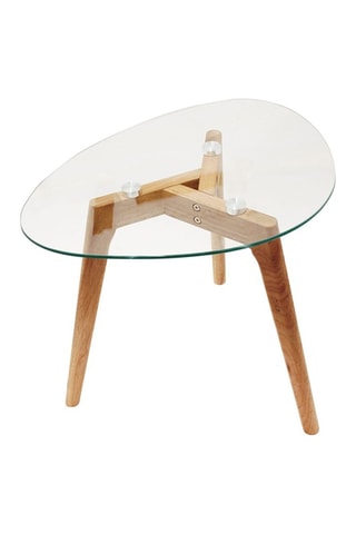2 tables gigognes en verre et bois - 50 x 38 x 40 cm et 60 x 45 x 43 cm