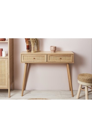 Console en bois et rotin Bali - 100 x 29 x 81 cm