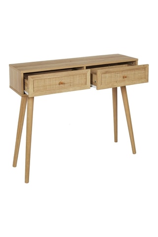 Console en bois et rotin Bali - 100 x 29 x 81 cm