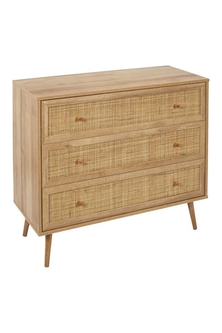 Commode 3 tiroirs Bali - Imitation bois et naturel