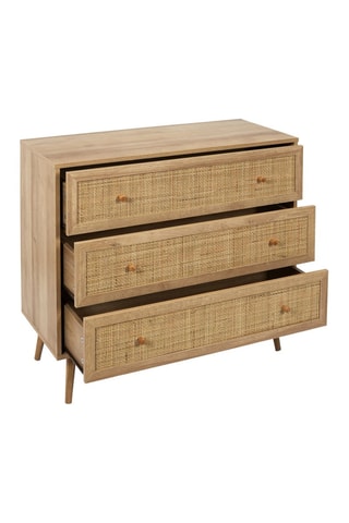 Commode 3 tiroirs Bali - Imitation bois et naturel