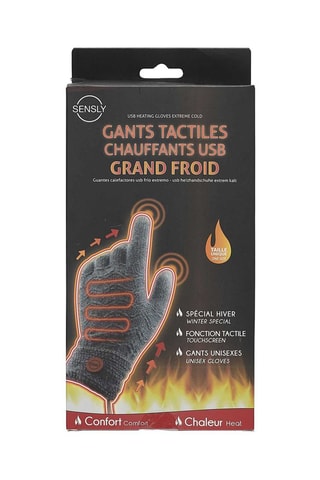 Gants tactiles chauffants - Gris foncé chiné