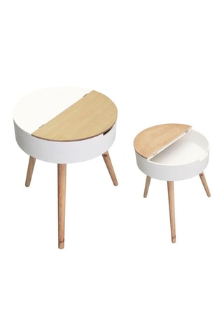 Table coffre - Blanc et naturel