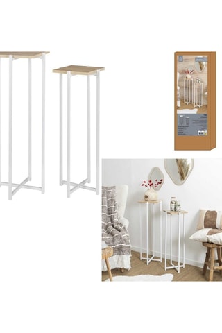 2 tables d'appoint en bois Loka - 30 x 82 x 30 cm et 25 x 72 x 26 cm